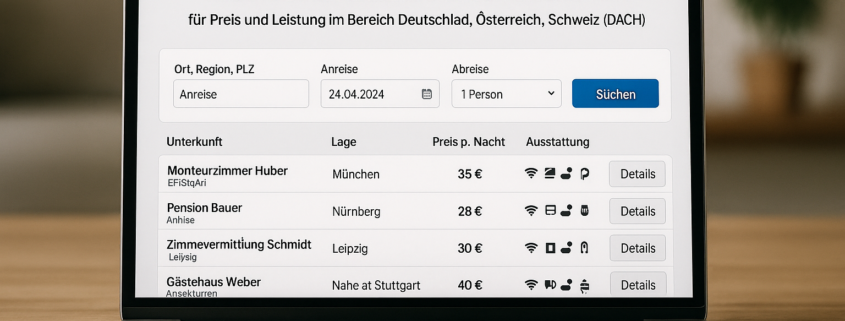 Monteurzimmer Preisvergleich